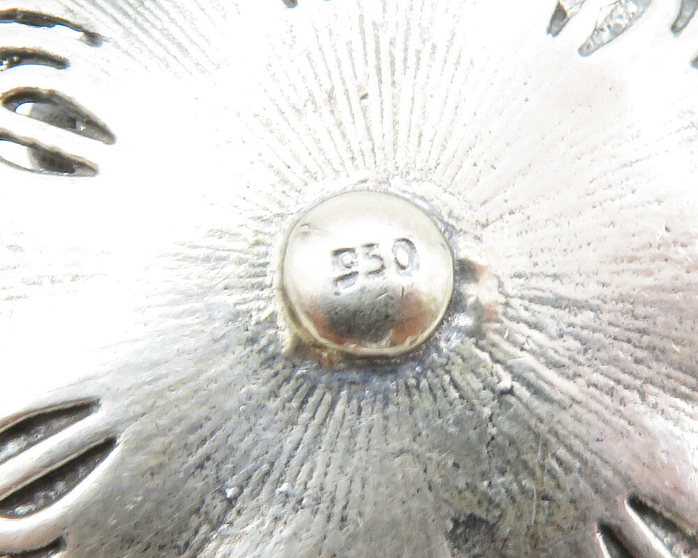925 Sterling Silver  Vintage Flower Motif Twist Detail Shiny Pendant  PT10722