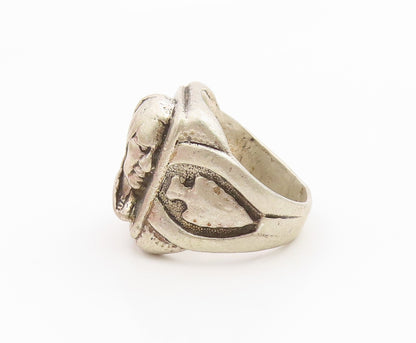 925 Sterling Silver Vintage Ring Native Chief Portrait Band  Sz 9.5  RG36034
