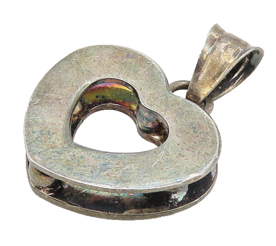 925 Sterling Silver  Vintage Dark Tone Open Love Heart Drop Pendant  PT14242