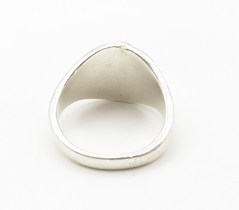 925 Sterling Silver  Vintage Shiny Raised Hockey Band Ring Sz 8.5  RG15288