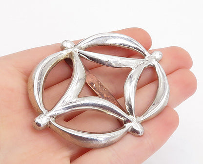 NAVAJO 925 Sterling Silver  Vintage Antique Shiny Two Tone Belt Buckle  TR1147