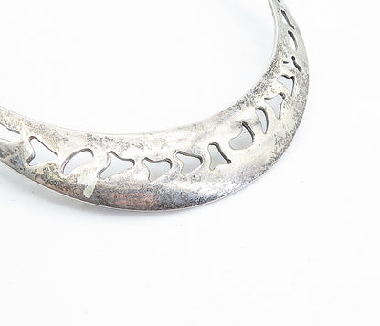 TAXCO MEXICO 925 Silver  Vintage Smooth Cutout Pattern Collar Necklace  NE1169