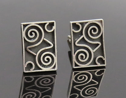 MEXICO 925 Sterling Silver Vintage Raised Spiral Art Cuff Links  TR3540