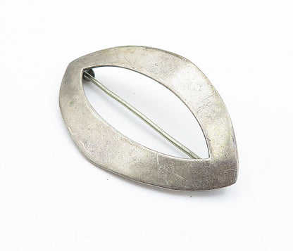 925 Sterling Silver  Vintage Antique Dark Tone Pointed Oval Brooch Pin  BP2775