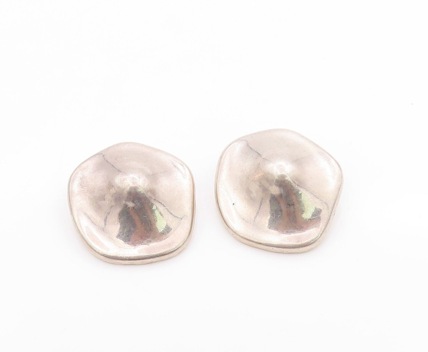 925 Sterling Silver Vintage Earrings MEXICO Solid Modernist Dome Style  EG13674