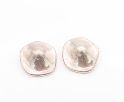 925 Sterling Silver Vintage Earrings MEXICO Solid Modernist Dome Style  EG13674