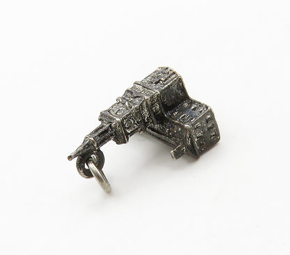 925 Sterling Silver  Vintage Petite Dark Tone Church Building Pendant  PT12399