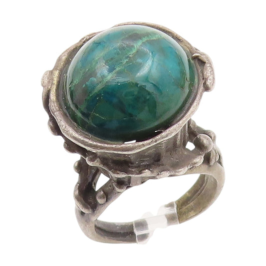 925 Sterling Silver Vintage Ring POLAND Cabochon Turquoise Dome  Sz 7  RG34750