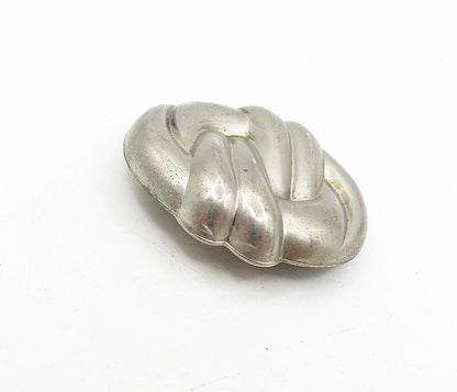 925 Sterling Silver  Vintage Dark Tone Hollow Fluted Design Brooch Pin  BP3327
