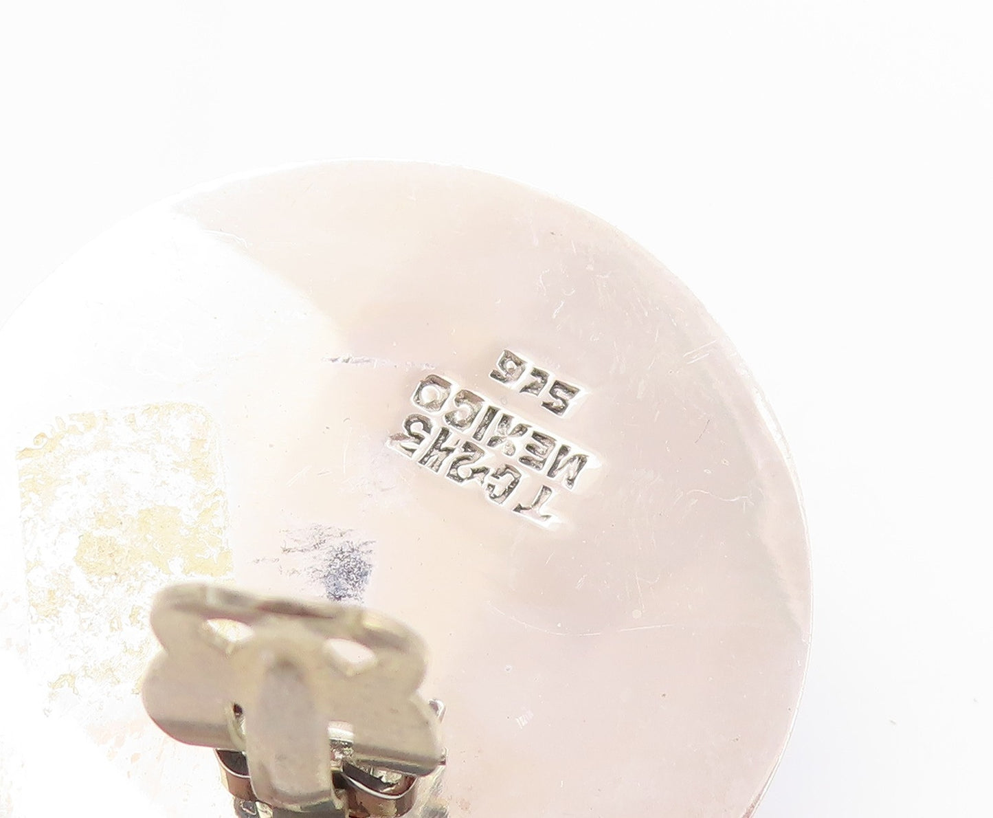 925 Sterling Silver Vintage Earrings MEXICO Designer Gemstone Fan Disk  EG13579