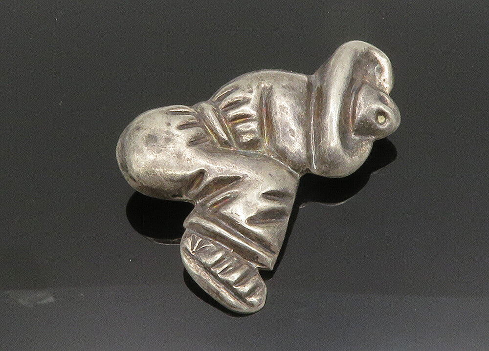 MEXICO 925 Sterling Silver  Vintage Antique Sitting Man Brooch Pin  BP7892
