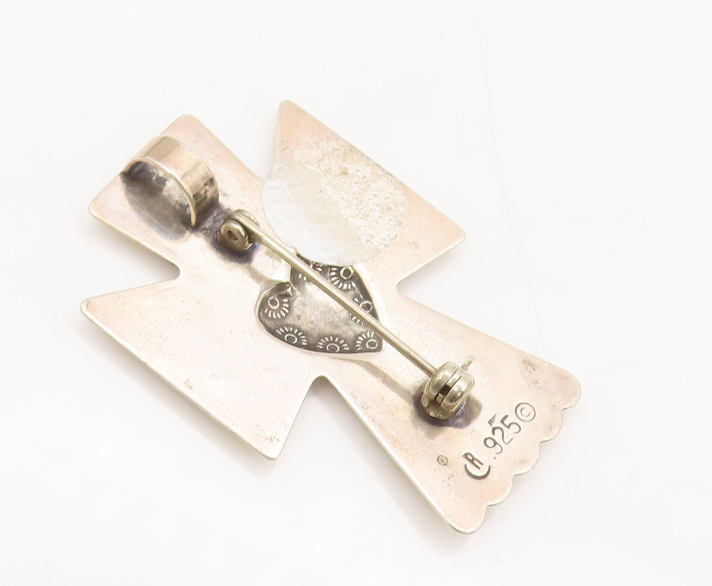 CAROLYN POLLLACK 925 Silver  Vintage Flying Angle Cross Brooch Pin  BP10381