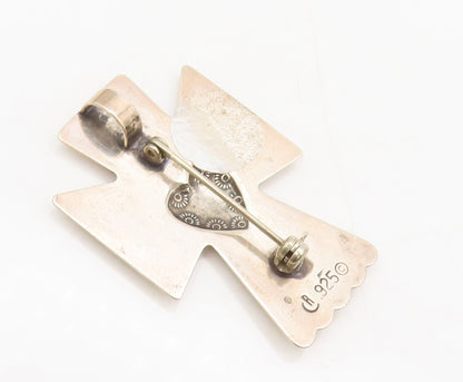 CAROLYN POLLLACK 925 Silver  Vintage Flying Angle Cross Brooch Pin  BP10381