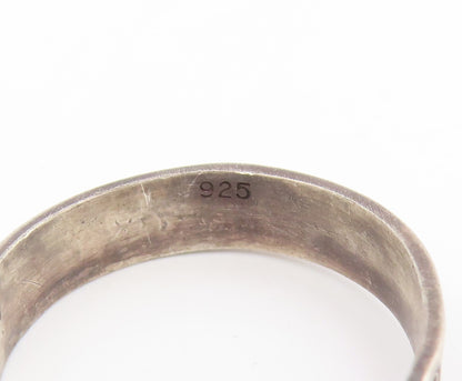 925 Sterling Silver Vintage Ring Engraved Floral Leaf Wide Band  Sz 10  RG34411