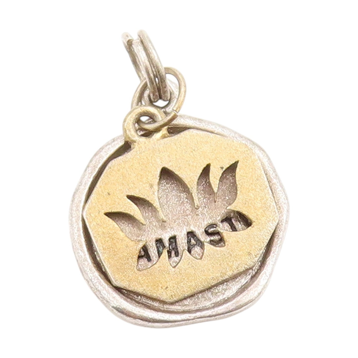925 Sterling Silver Vintage Pendant Engraved Namaste Lotus Flower Charm  PT25386
