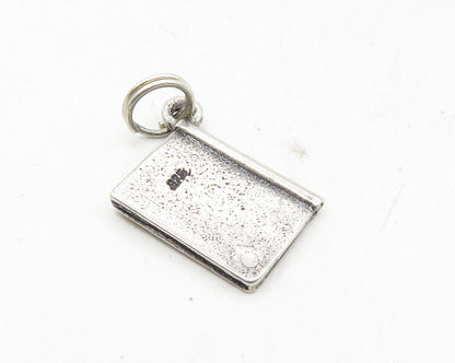 925 Sterling Silver  Vintage Petite Etched Cook Book Motif Pendant  PT6935