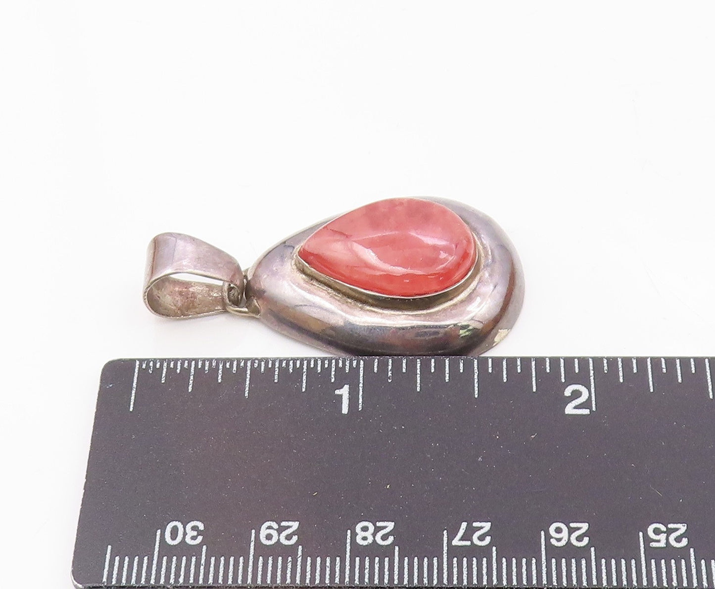 925 Sterling Silver  Vintage Cabochon Cut Quartz Tear Drop Pendant  PT11050