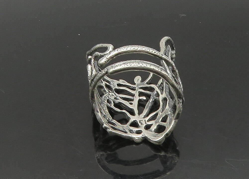 DESIGNER 925 Silver  Vintage Shiny Large Sculpted Band Ring Sz 12  RG23252