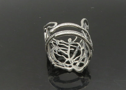 DESIGNER 925 Silver  Vintage Shiny Large Sculpted Band Ring Sz 12  RG23252