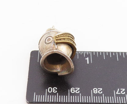 925 Sterling Silver Vintage Pendant Ancient Roman Gladiator Helmet Charm PT25276