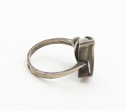 SIAM 925 Sterling Silver  Vintage Black Niello Enamel Band Ring Sz 6  RG15656