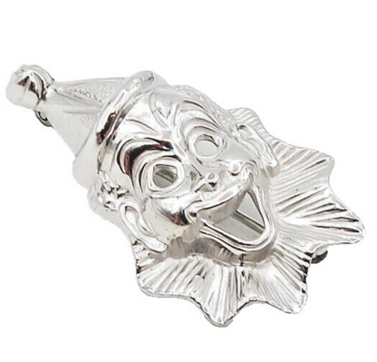 BEAU 925 Sterling Silver  Vintage Shiny Clown Face Motif Brooch Pin  BP3413
