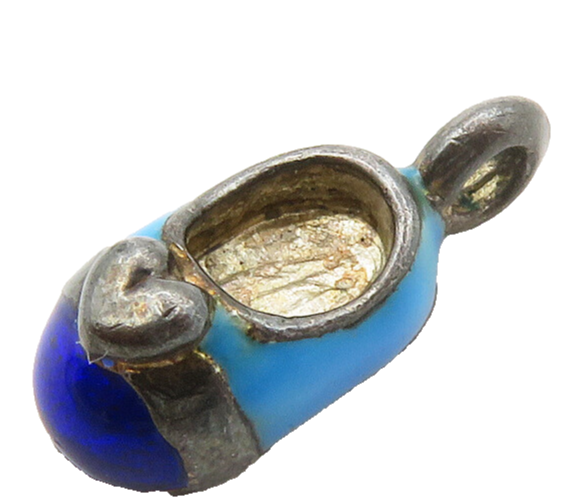 925 Sterling Silver  Vintage Enamel Coated Love Heart Shoe Pendant  PT11377