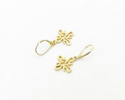925 Sterling Silver  Vintage Gold Plated Open Design Dangle Earrings  EG9498