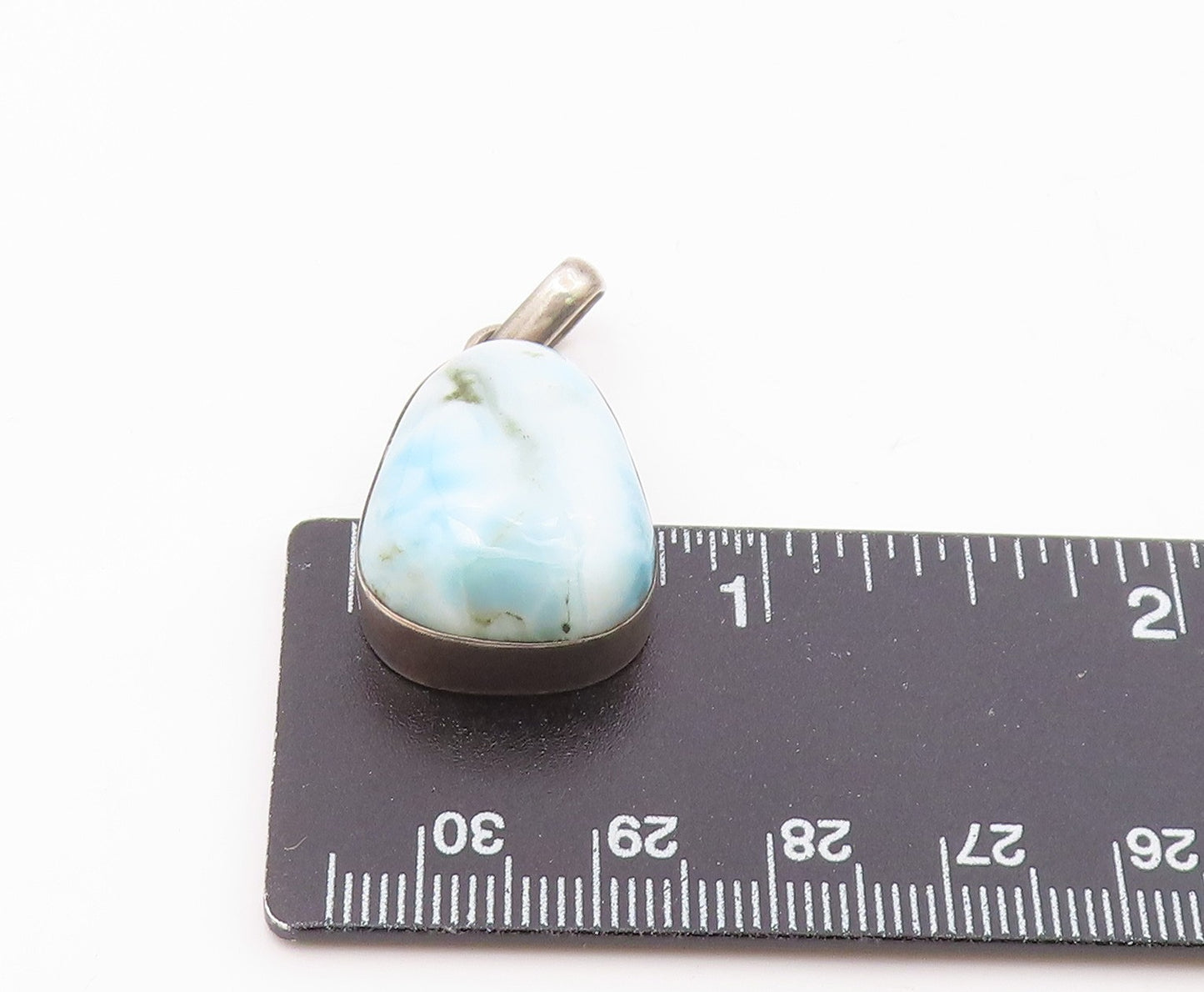 925 Sterling Silver  Vintage Cabochon Cut Larimar Smooth Pendant  PT10979