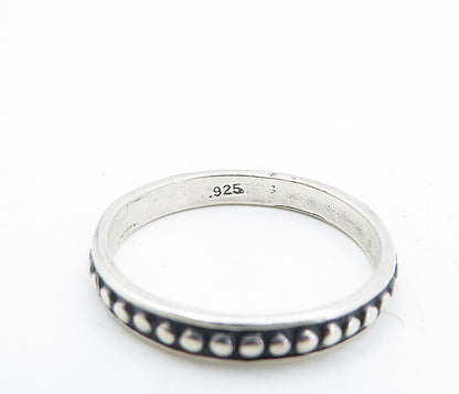 SHUBE 925 Silver  Vintage Oxidized Circle Pattern Thin Band Ring Sz 7  RG6423