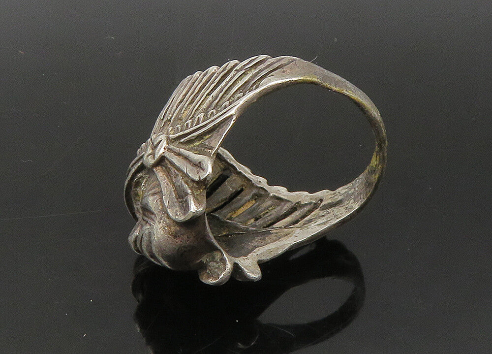 925 Sterling Silver  Vintage Native Chief Head Large Band Ring Sz 11.5 RG21959