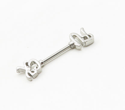925 Sterling Silver  Shiny Smooth Screw End Body Piercing Barbell  TR2181