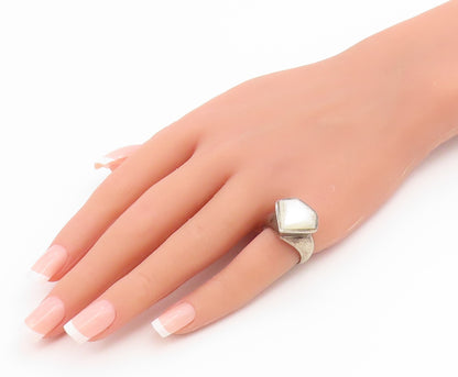 925 Sterling Silver Vintage Ring Modernist Moonstone Shield Band  Sz 6  RG36808