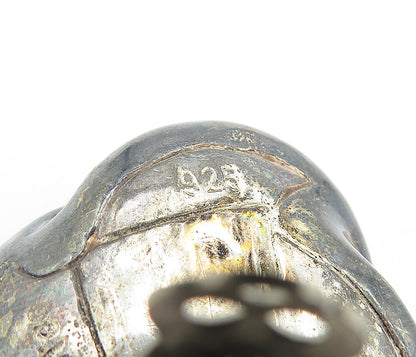 ISRAEL 925 Sterling Silver  Vintage Oxidized Swirl Non Pierce Earrings  EG2248