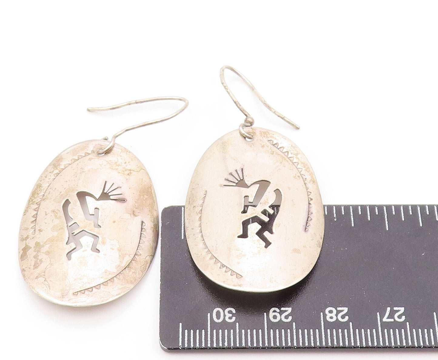 925 Sterling Silver Vintage Earrings NAVAJO Trible Man Playing Music  EG13337