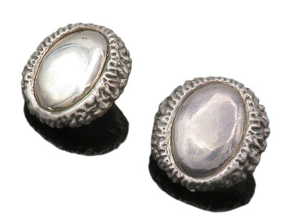 925 Sterling Silver  Vintage Modernist Sculpted Non Pierce Earrings  EG7664