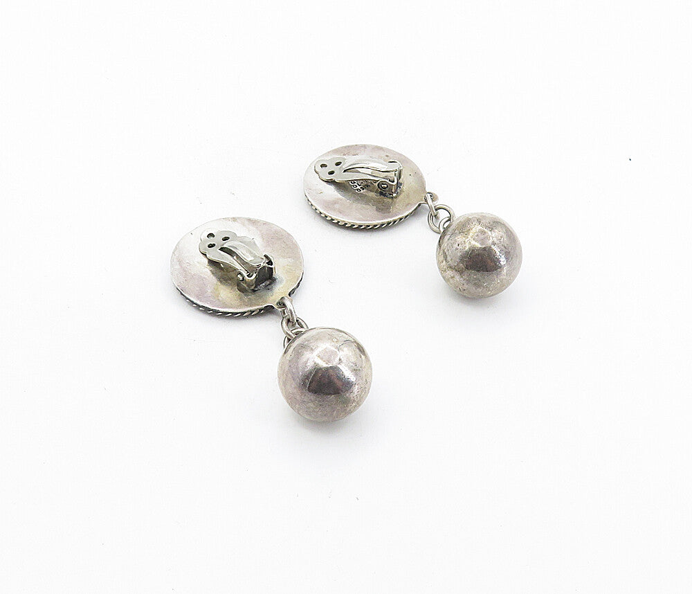 MEXICO 925 Sterling Silver  Vintage Black Onyx Twist Drop Earrings  EG4035