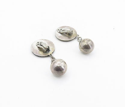 MEXICO 925 Sterling Silver  Vintage Black Onyx Twist Drop Earrings  EG4035