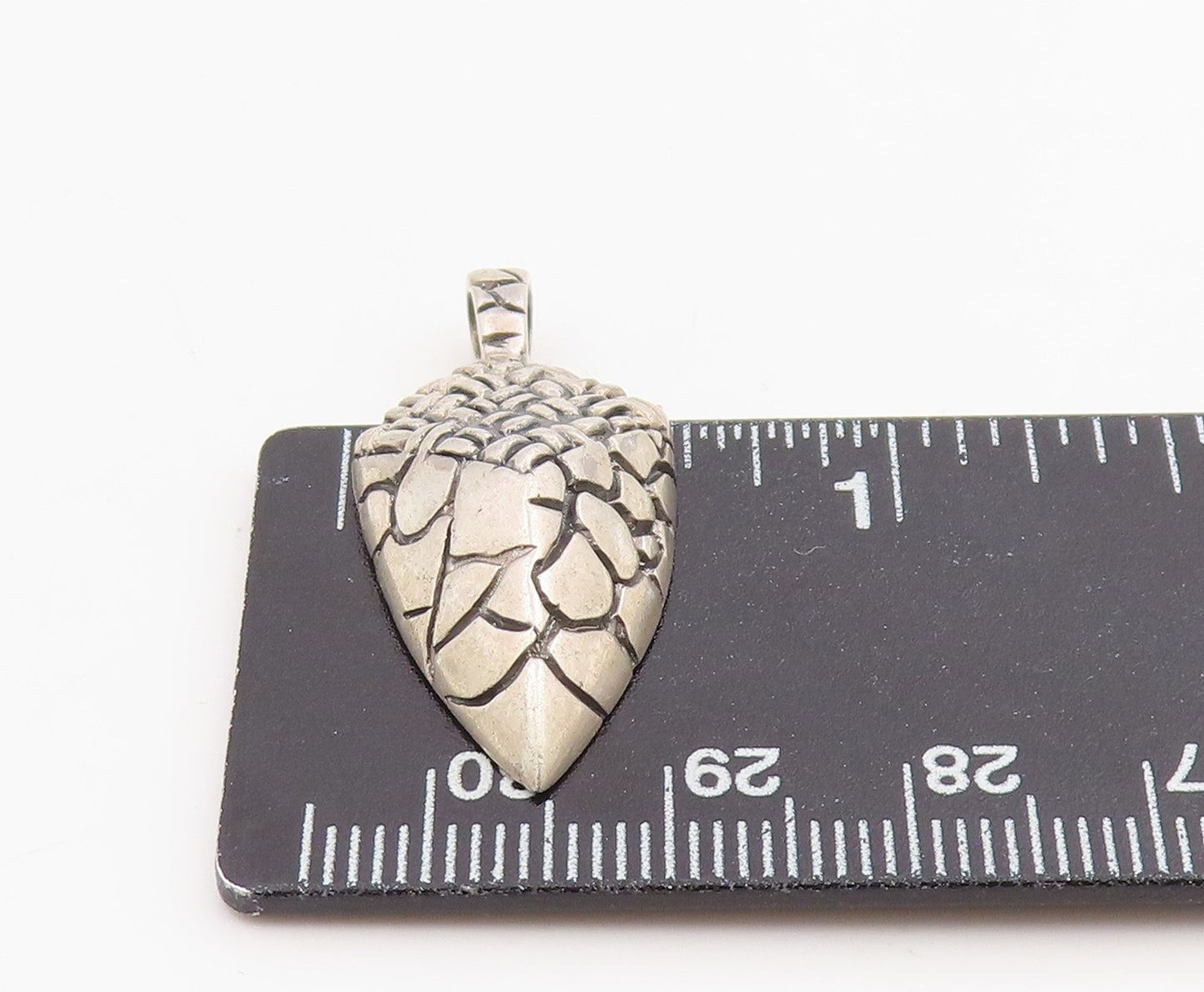 925 Sterling Silver Vintage Pendant Modernist Carved Geometric Charm  PT26167
