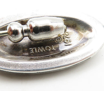 TOWLE 925 Sterling Silver  Vintage Shiny Oval Bubble Border Lapel Pin  TR2244
