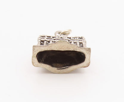 925 Sterling Silver  Vintage Royal Building Motif Charm Pendant  PT21784