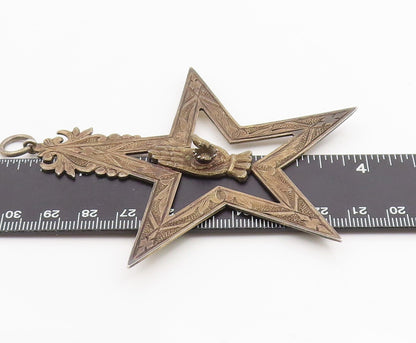 925 Sterling Silver Vintage Pendant Antique Hand In Five Pointed Star  PT26203