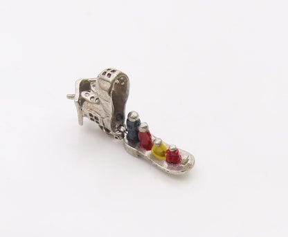 925 Sterling Silver  Vintage Petite House Boot Motif Pendant (OPENS)  PT18319