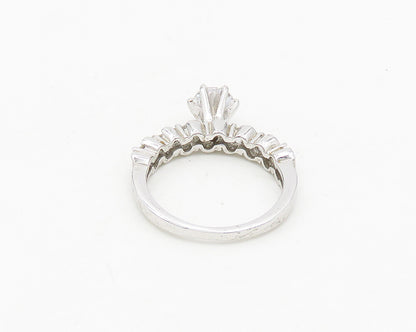 925 Sterling Silver  Cubic Zirconia Solitaire With Accents Ring Sz 8  RG18670