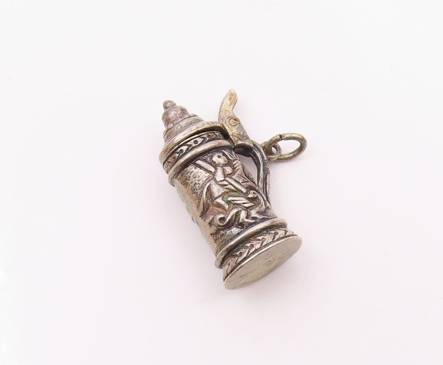 925 Sterling Silver  Vintage German Style Beer Mug Pendant (OPENS)  PT19086