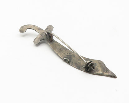 MEXICO 925 Sterling Silver  Vintage Antique Turquoise Sword Brooch Pin  BP4317