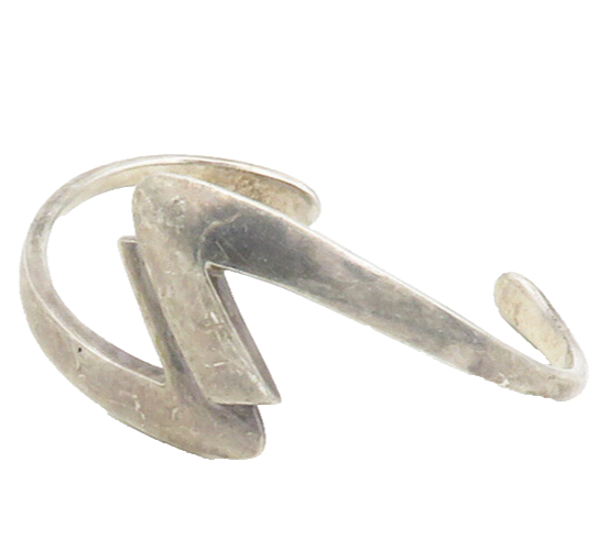 MEXICO 925 Silver  Vintage Smooth Modernist Design Cuff Bracelet  BT4689