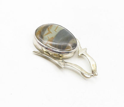 DESIGNER 925 Sterling Silver  Vintage Agate Flying Birds Shiny Pendant  PT6665