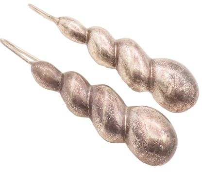 MEXICO 925 Sterling Silver Vintage Hollow Graduated Twist Drop Earrings EG9615