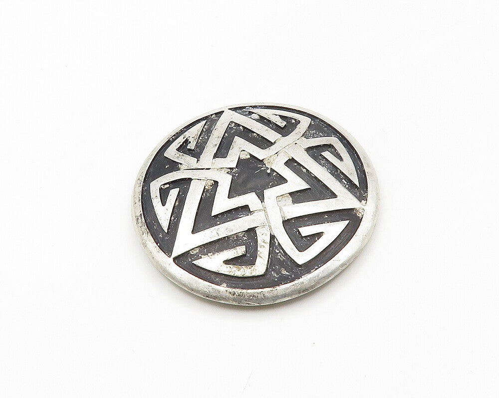 MEXICO 925 Sterling Silver  Vintage Oxidized Pattern Dome Brooch Pin  BP7144